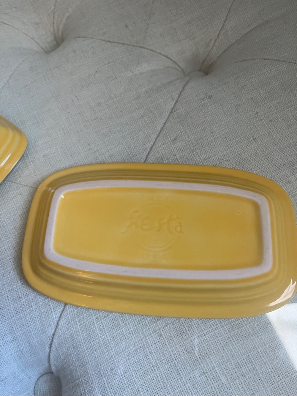 Fiesta Fiestaware Sunflower Yellow Ceramic Butter Dish with Lid Made in the USA - Picture 10 of 10